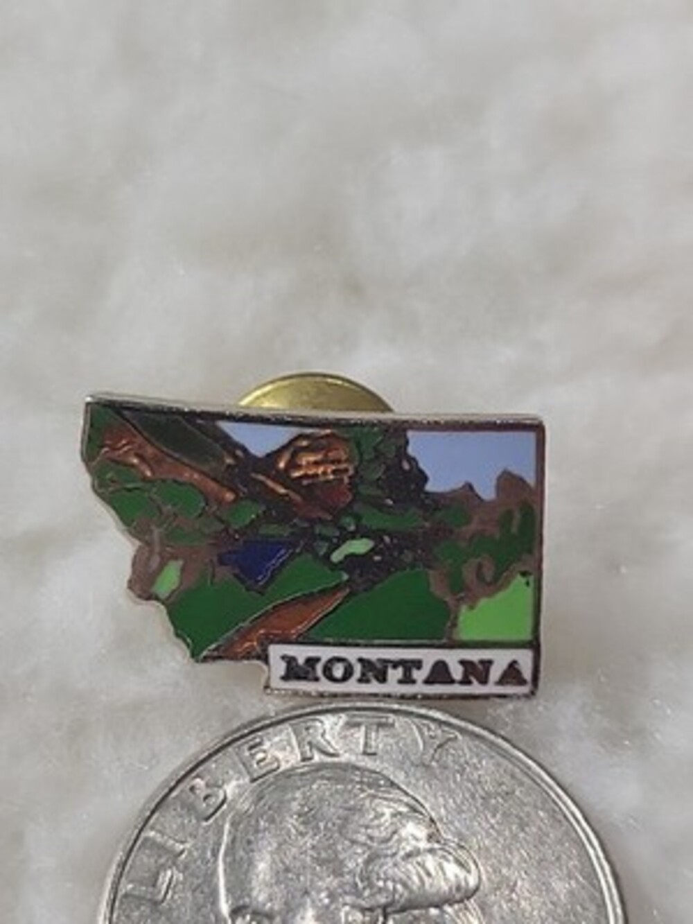 Vtg State of Montana Souvenir Enamel Lapel Pin by MAFCO